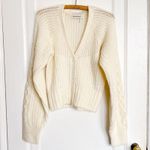 NICHOLAS • Camilla Cable Knit Cardigan wool alpaca Carnation cream ivory cropped White Photo 1