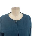 APC A.P.C. Dress Shift Box Pleat Flared Sleeve Wool Teal Blue Size 38 US 4 6 Photo 2