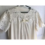 Vintage Shadowline Front Lace Bodice Peignoir Set Robe & Nightgown Ivory Size M‎ Size M Photo 13