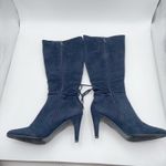 Covington Womens Gabrielle Navy Blue Faux Suede Stiletto Heel Tall Boots 6.5M Photo 3