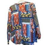 Ruby Rd Size XL Multicolor Boho Floral Patchwork Button Up Shirt Collared Blouse Photo 4