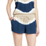 Joie  Silk Tie Dye Sleeveless Scoop Neck Isidora Romper XS Ivory Beige Navy FLAWS Photo 0