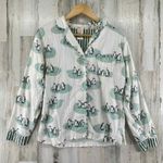 Munki Munki Munki Munki Pajama Set Womens Small White Green Penguin Rayon Cotton Blend Photo 1