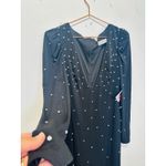 Mac Duggal  55797 Black Rhinestone Encrusted Long Sleeve V-Neck Jersey Gown sz 6 Photo 6