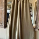 High Waist Wide Leg Palazzo Culottes Loose Pants Womens Small Olive Green Tan Photo 3