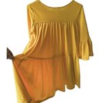 VTG 90s Autumn Yellow Tiered Tunic Dress 3/4 Balloon Sleeve Women’s M Barbie Size M Photo 3