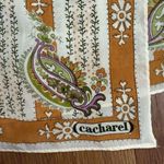Vintage Cacharel X Glentex Paisley Floral Silk Scarf Hair Neck Tan Photo 1