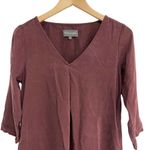 Michael Stars  Shift Dress V Neck Wine Burgandy Maroon Long Sleeve Size Small Photo 4