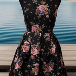 Forever 21 Pink Floral Roses Skater Romantic Sexy Hawaiian CutOut Dress S OLDSTO Photo 0