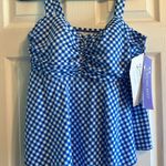 Shore Fit Blue Gingham Bikini Top Size 18W Photo 0