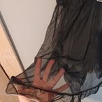 Victoria's Secret  VS Size Large Black Sheer Baby Doll Kawaii Light Pink Lace Bow Photo 4