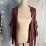 Entro Purple Ruffle Sleeve Cardigan Sweater Photo 6