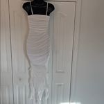 None Elegant White Ruched Dress Women Size Medium NWOT Photo 2