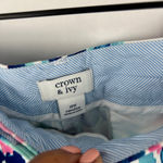Crown & Ivy Crown‎ & Ivy Caroline Multicolor Blue Ikat Shorts Stretch Twill Flat Front Photo 6