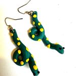 green polymer clay snake earrings Photo 10