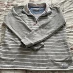 Orvis women’s striped gray 1/4 zip logo pockets pullover sweatshirt, size M Photo 9