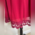 Umgee  Red Crocheted Lace Bell Sleeve Flowy Dress Size Medium Photo 9