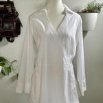 Foxcroft NYC White Wrap Blouse – Size 12 Shaped Non-Iron Stretch Photo 0