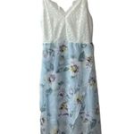 SheIn Blue Floral Contrast Lace Floral Print Tulip Hem Cami Dress Sz Medium NEW Photo 1