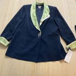 Midnight Velvet Women's Size 20W Blazer Navy Blue Lime Green Photo 0