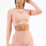 AYBL PEACH MARL MOTION SEAMLESS LONG SLEEVE CROP TOP Photo 0