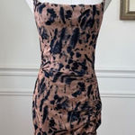 Pretty Little Thing  Mesh Bodycon Ruched Mini Dress Dark Blue Beige Peach 4 Photo 0