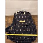 JuJuBe Navy Anchor Print Backpack Diaper Bag Gold Hardware Blue Photo 6