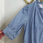 J.Crew Ruffleneck Tiered Popover Dress in Stripe Blue White Small Photo 7