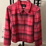 Requirements pink plaid jacket wool blend size 14 Photo 0