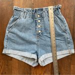 Topshop ruched denim, button fly jean shorts, size UK12/EU40/US8 Photo 11