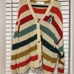 Disney Women's Striped Cardigan Sweater - Cream, Red, Green Photo 0