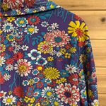 Vintage 70s Retro Floral Size Large Pullover Quarter Zip Deadstock Hippie Disco Purple Photo 6