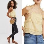 Free People Trust Me Pleated Tie Shoulder Bodysuit in Yellow Photo 1