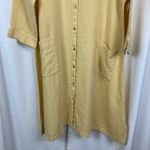 J.Jill Butter Yellow Linen Patch Pocket Button Front Midi Shirt Dress Sz.L Size L Photo 4