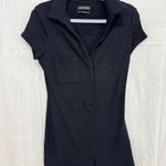 Urban Outfitters  Remi Short Sleeve Deep V-Neck Ribbed Polo Romper Black Womens M Photo 0