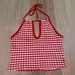 ZARA  Red & White Crochet Crop Top with Key Hole - Size Small Photo 1