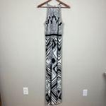 London Style Collection Maxi Dress 12 Black White Halter Neck Paisley Stripe Photo 7