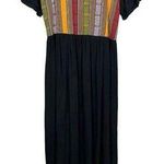 The Planet Maxi Dress Large Black Multicolor Nepal Gauze Peasant Hippie Boho New Photo 0