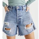 Free People We The Free Womens Tomboy Baggy Distressed Denim Shorts Size 29 Photo 0