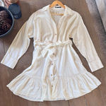 ZARA  Linen Blend Belted Shirt Dress in Ecru Size Medium Photo 0