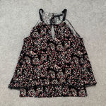 White House | Black Market Black and Pink Abstract Print Layered Blouse Photo 0