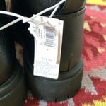 Old Navy Faux Leather Boots (Sz 9) Black Lace Up Faux Sherpa NWT Photo 5