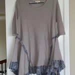 easel Gray Waffle Weave Blouse Top Photo 0