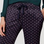 Loft Ann Taylor  Geo Fluid Drawstring Pants Navy Blue Satin Women’s 2 Photo 1