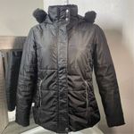 Ambiance Women's Black Puffer Jacket Faux Fur Hood Size S Winter Casual Photo 2