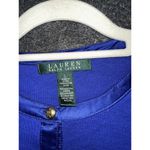 Ralph Lauren LAUREN  WOMENS KNIT BEADED LOGO 3/4 SLEEVE BLOUSE TOP BLUE SZ LARGE Photo 2