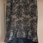 Bebe  Black and White High-Low Lace Skirt. Size L Photo 0