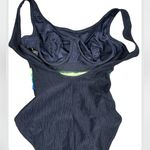 Cazimi 80s Vintage Black Striped Stretch One Piece Swimsuit Halloween Photo 2