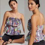 Anthropologie ‎ Diana Ruffled Smocked Strapless Tube Top Abstract Print Size XS Photo 1