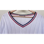 Brandy Melville  Ribbed Knit Cropped Sweater V-Neck Tennis Preppy Academia Italy Photo 1